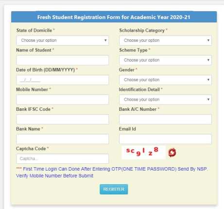 Fresh-Student-Registration-Form-for-Academic-Year-2021, nsp, Bihar 10th Pass Scholarship 2022