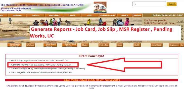 MGNREGA scheme-Generate-Reports-Job-Card-Job-Slip-MSR-Register-Pending-Works-UC