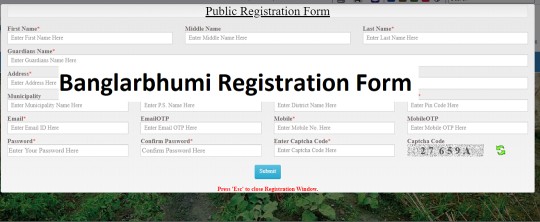 Banglarbhumi-Registration-Form, Banglarbhumi ROR Application, Banglarbhumi ROR Application